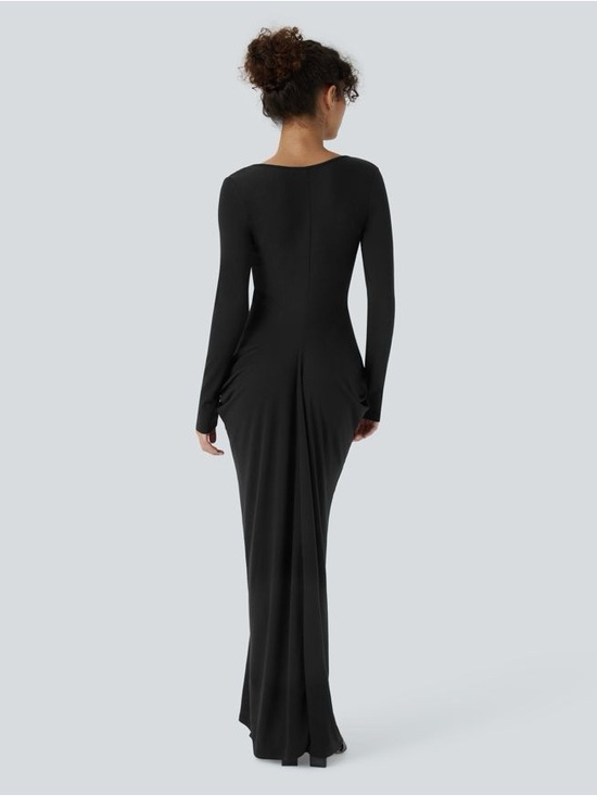 HALARA Dresses & Skirts - Halara Deep V Neck Long Sleeve
Stacked Ruched Maxi Casual Dress MSRP $52 NWT MED